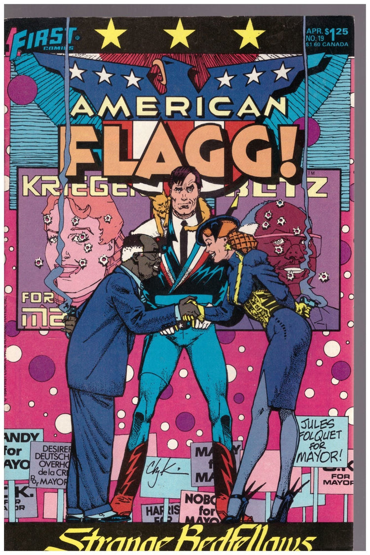 American Flagg comic, Howard Chaykin artwork, dystopian comic, 80s indie comics