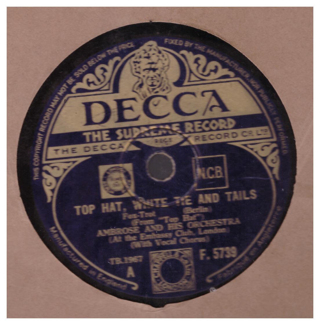 Top Hat, White Tie And Tails from Ambrose And His Orchestra from Decca (F. 5739)