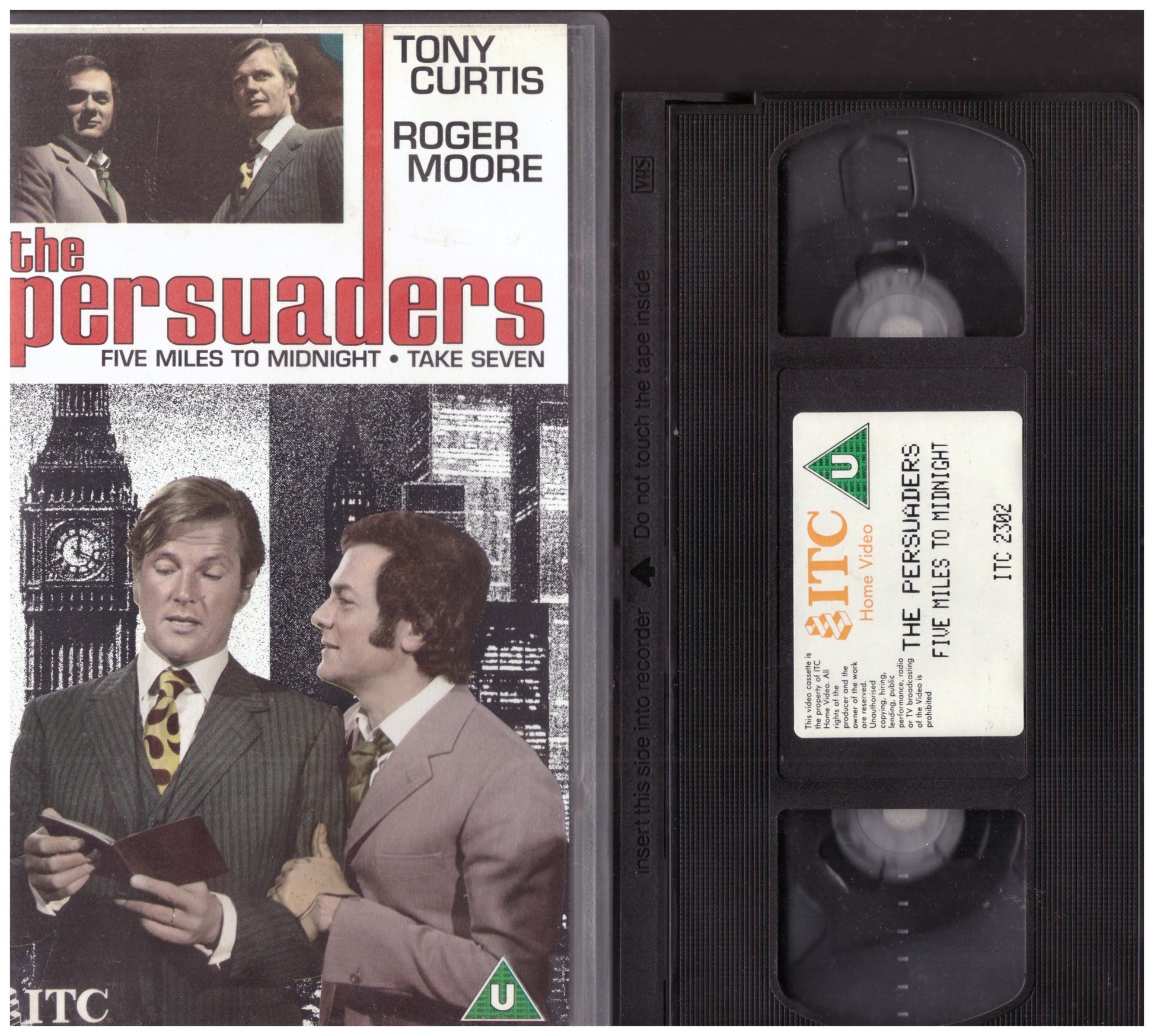 The Persuaders VHS, Five Minutes to Midnight and Take Seven episodes, Roger Moore and Tony Curtis VHS