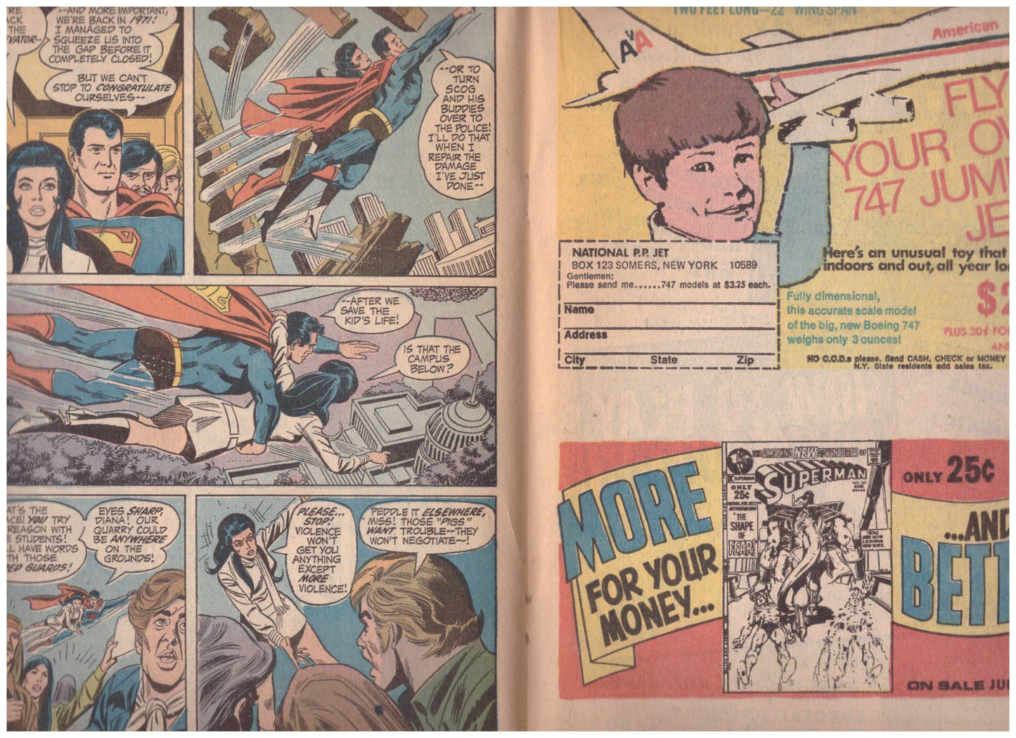 World's Finest No. 204 comic, Superman and Wonder Woman teaming up in 1971, vintage World's Finest comic art, rare DC Comics issue, 1970s Superman Wonder Woman adventures