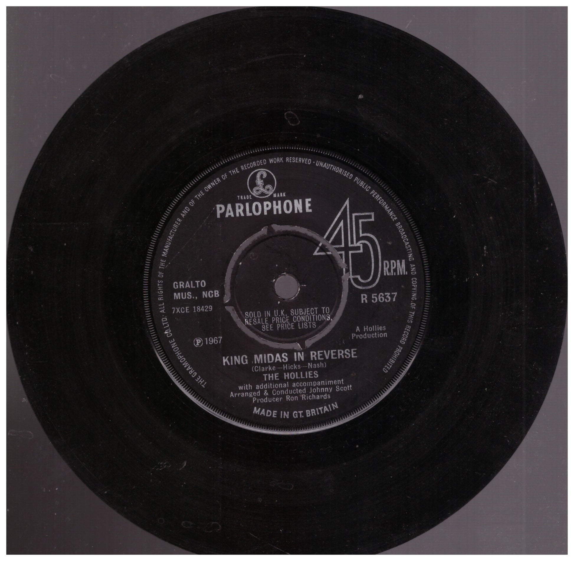 King Midas In Reverse by The Hollies from Parlophone (R 5637)