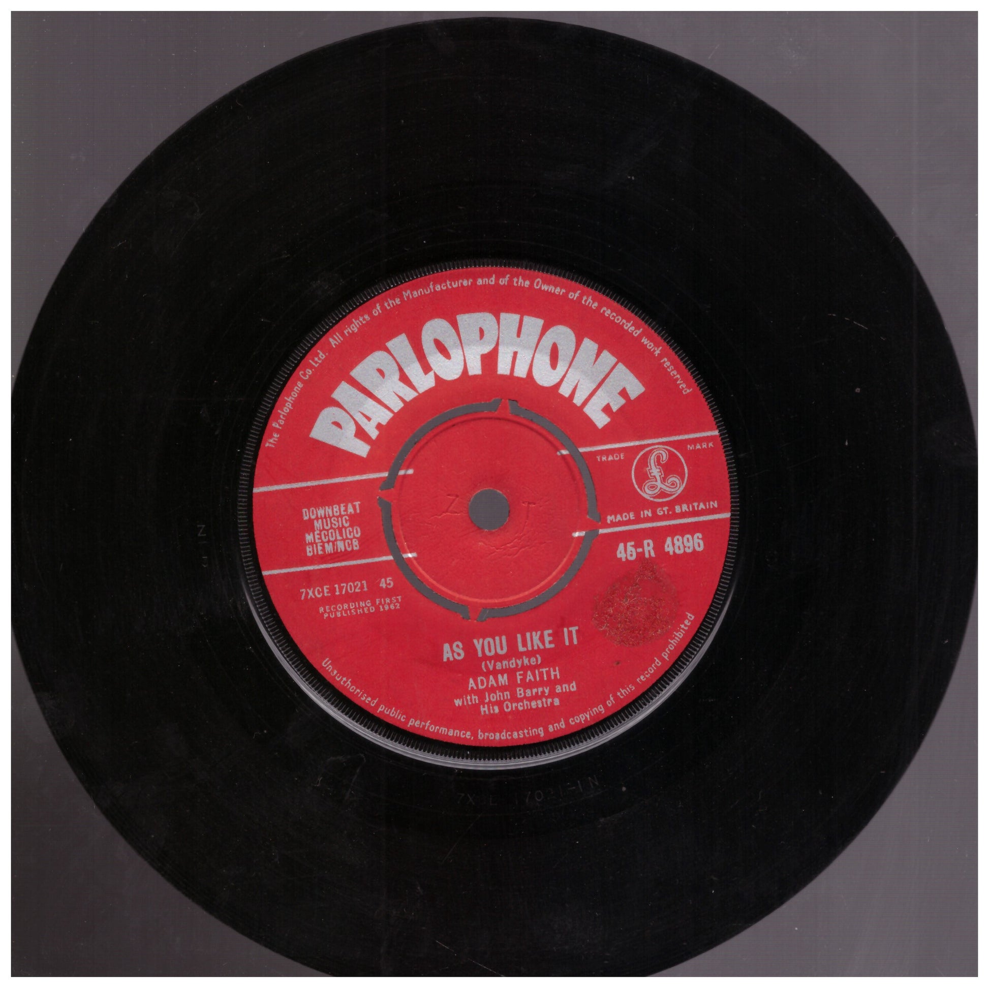 As You Like It - Adam Faith With John Barry And His Orchestra - Parlophone - 45-R 4896