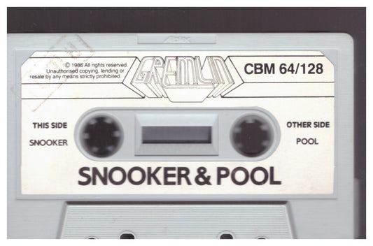 Snooker & Pool Tape Only - Commodore 64 - Gremlin