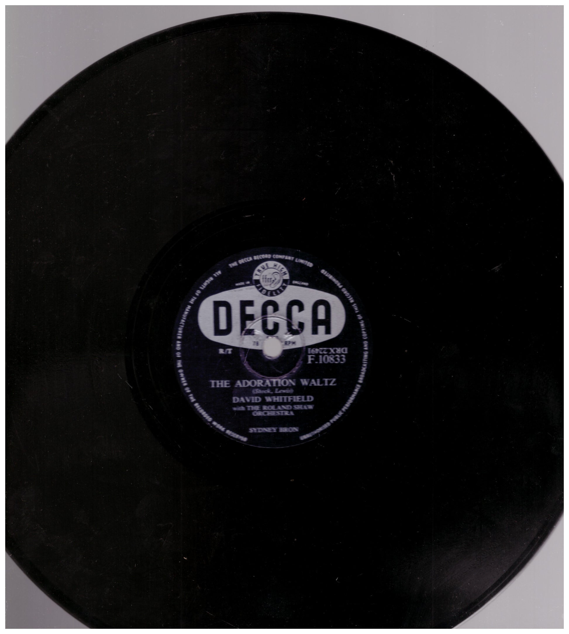 The Adoration Waltz - David Whitfield - Decca - F.10833