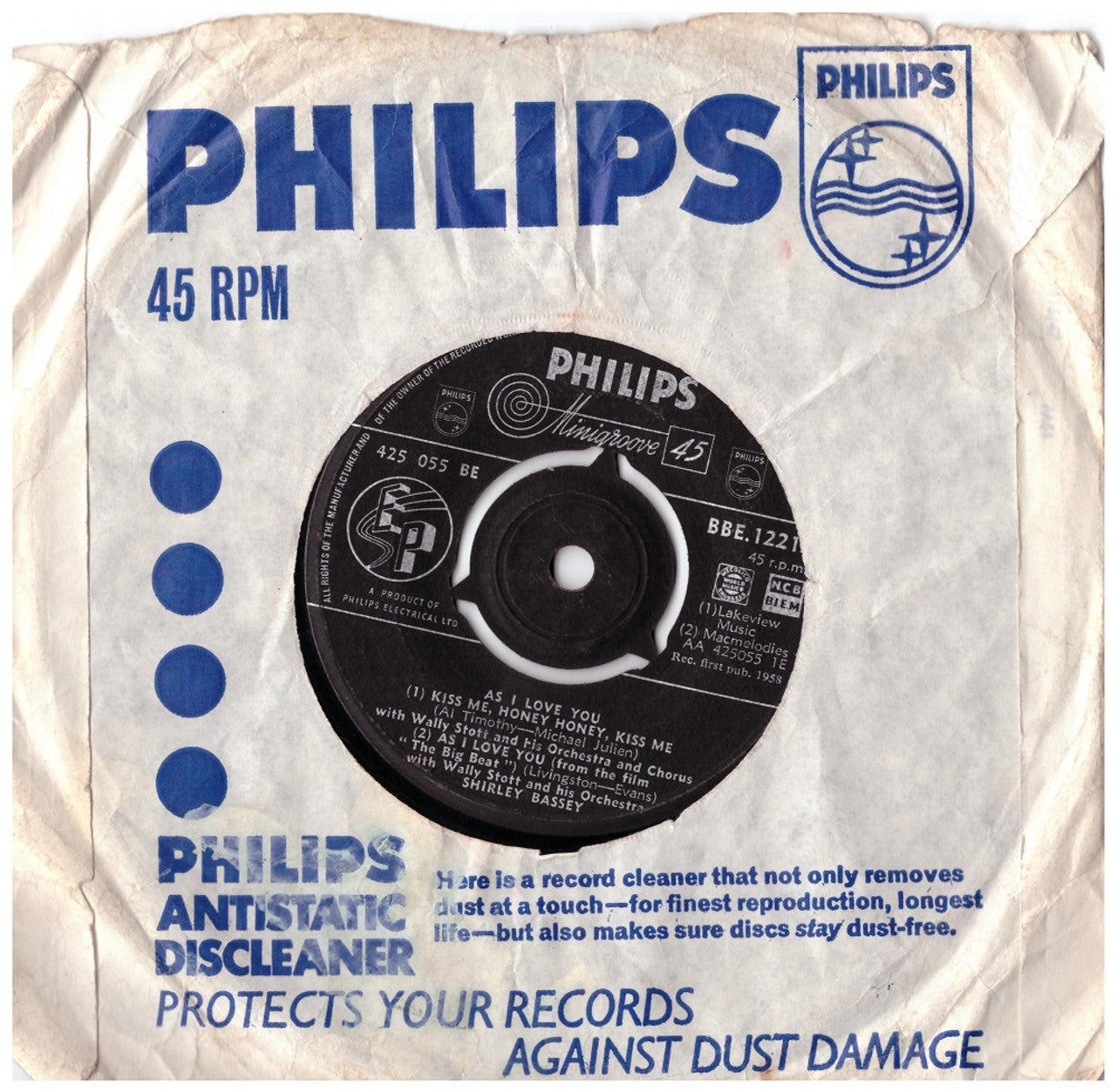 7" 45RPM As I Love You EP by Shirley Bassey from Philips (BBE.12212)