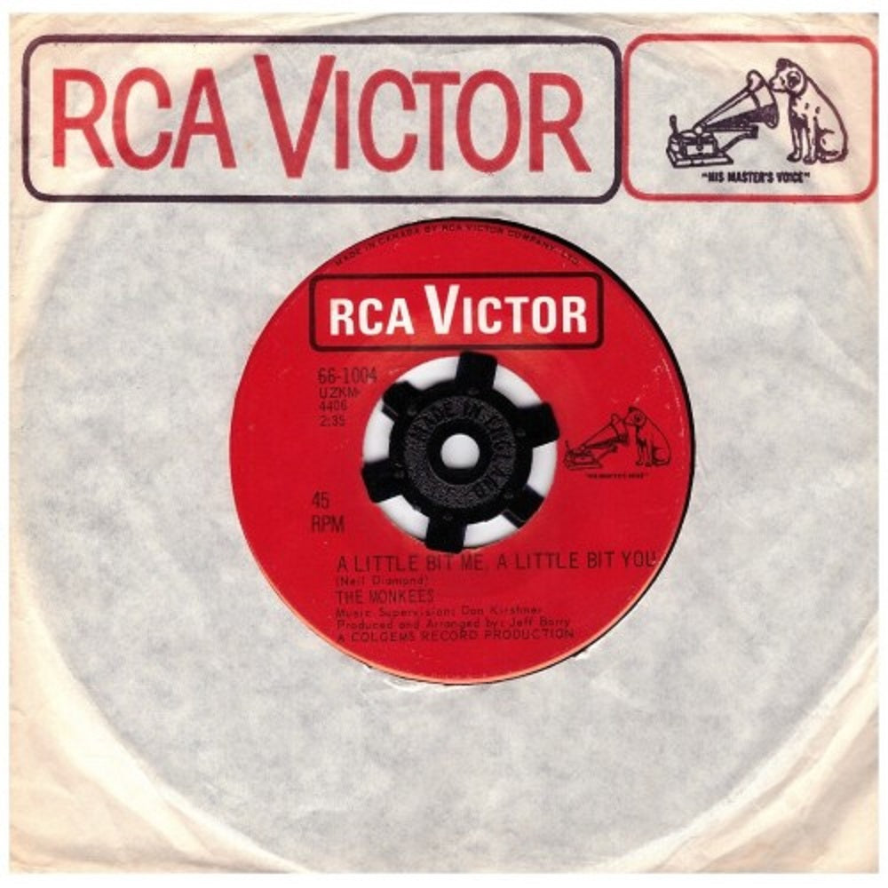 7" 45RPM A Little Bit Me, A Little Bit You/The Girl I Knew Somewhere by The Monkees from RCA Victor (66-1004)