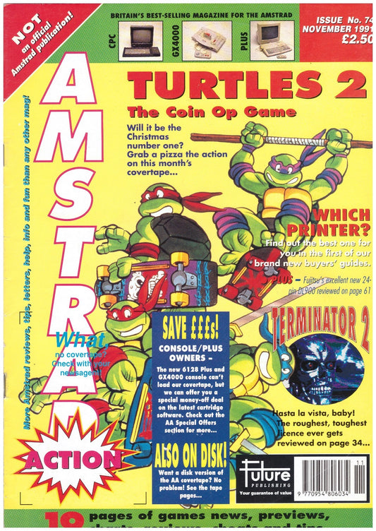 Amstrad Action Issue 74/November 1991 Magazine & Covertape