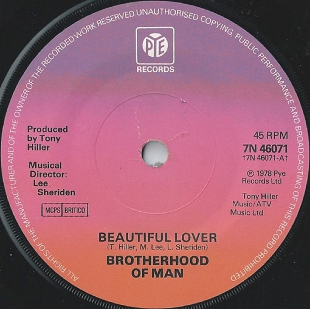 7" 45RPM Beautiful Lover/Much Better Than You by Brotherhood Of Man from PYE-1