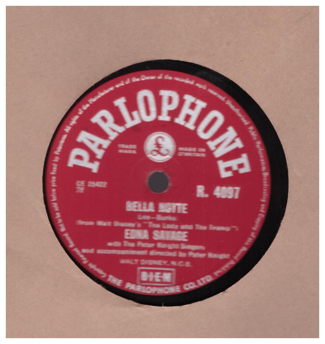 Bella Notte/Arrivederci Darling by Edna Savage from Parlophone (R. 4097)