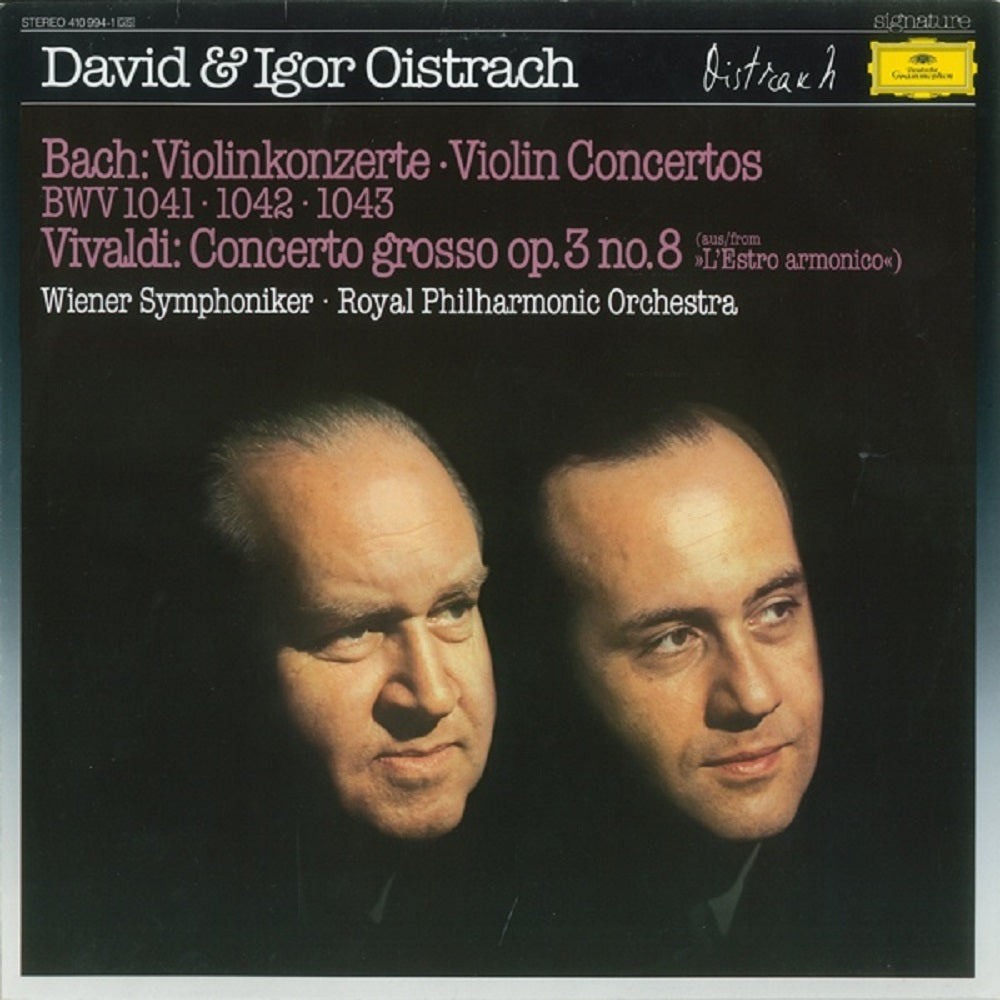 Bach Violin Concertos BWV 1041, 1042, 1043 & Vivaldi Concerto Grosso Op. 3 No. 8 Vinyl Album by David & Igor Oistrach from Deutsche Grammophon 410 994-1