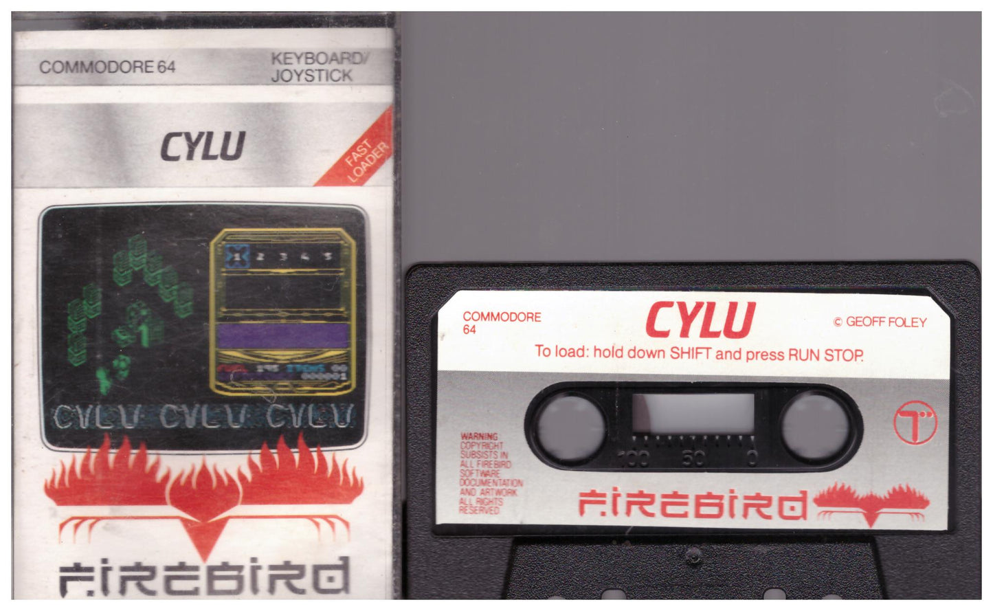 Cylu for Commodore 64, retro puzzle-action game, Firebird game for Commodore 64, vintage 8-bit game