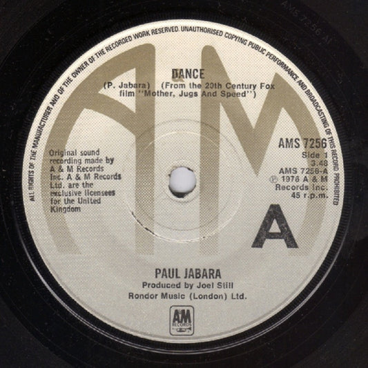 7" 45RPM Dance/Dance (Part II) by Paul Jabara from A&M Records