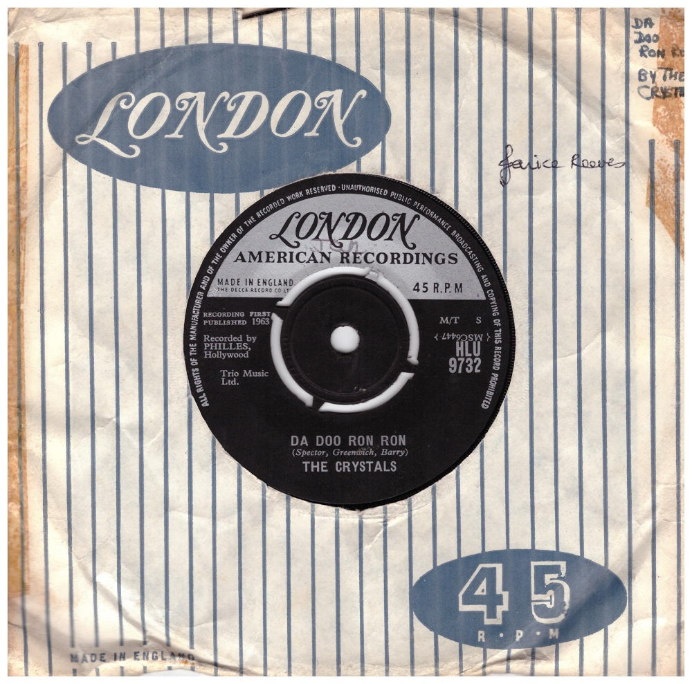 7" 45RPM Da Doo Ron Ron/Git' It by The Crystals from London American Recordings (HLU 9732)