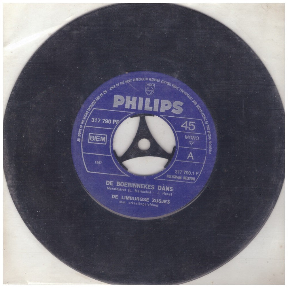 7" 45RPM De Boerinnekes Dans/Ik Wacht Op Jou by De Limburgse Zusjes from Philips (317 790 PF)