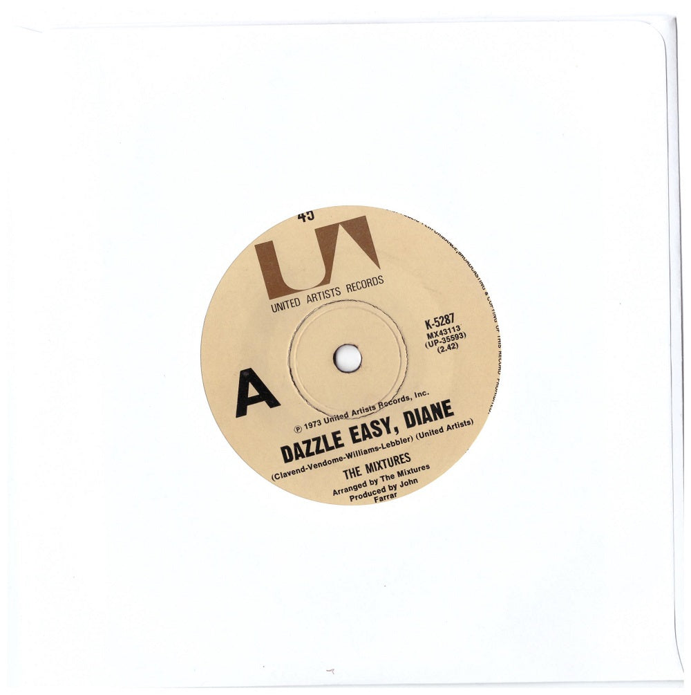 7" 45RPM Dazzle Easy, Diane/Found Out Where It's At by The Mixtures from United Artists Records