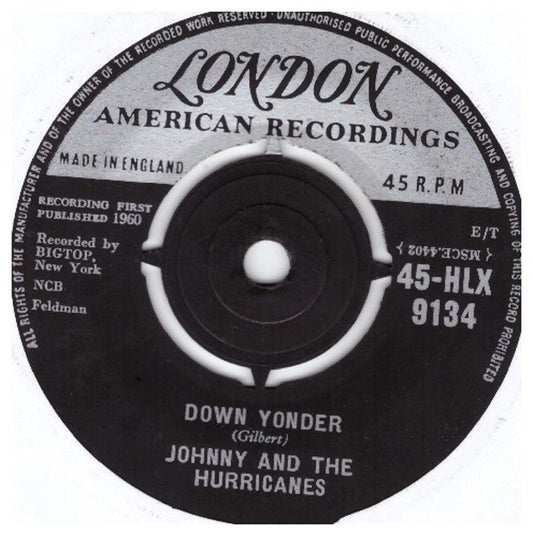 7" 45RPM Down Yonder/Sheba by Johnny And The Hurricanes from London American Recordings (45-HLX 9134)