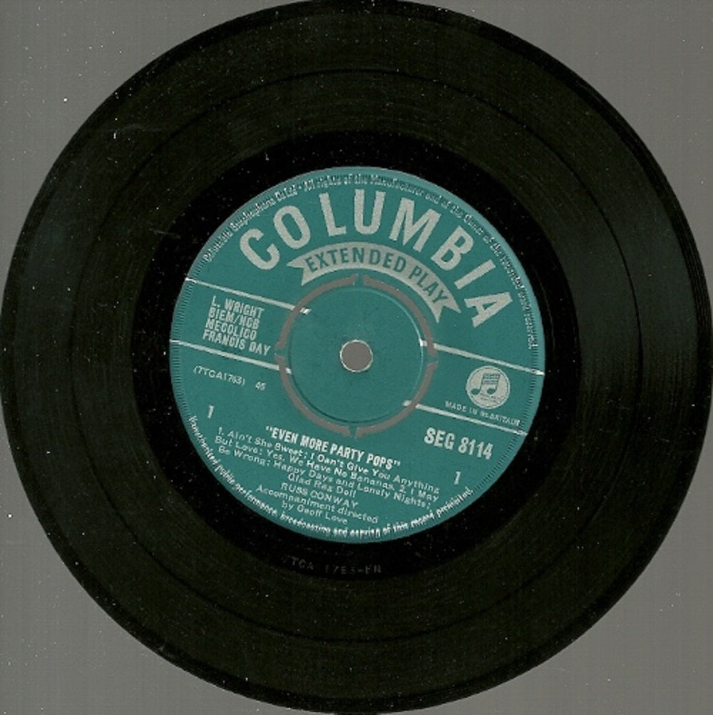 7" 45RPM Even More Party Pops EP by Russ Conway from Columbia