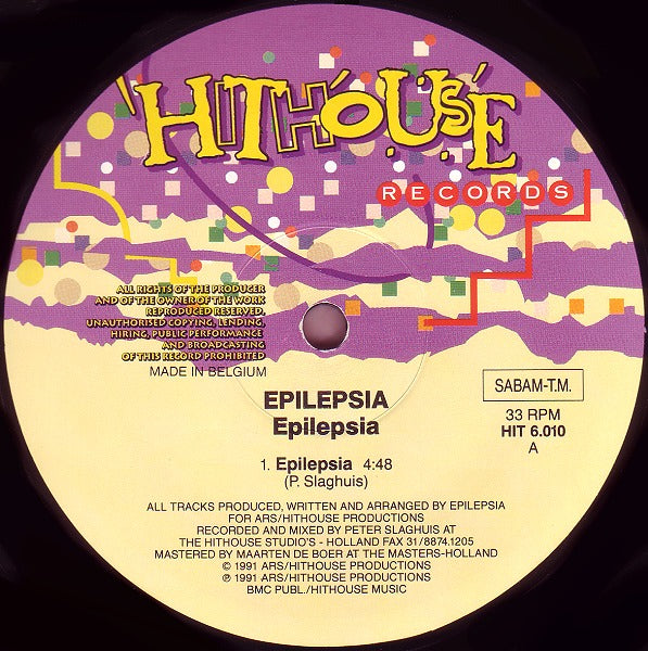 12" 33RPM Epilepsia/Bangin' by Epilepsia from Hithouse Records