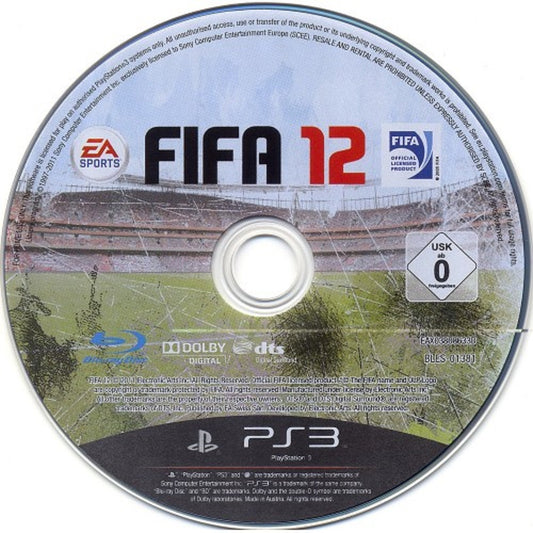 FIFA 12 Disc Only PAL for Sony PlayStation 3 from EA Sports (BLES 01381)