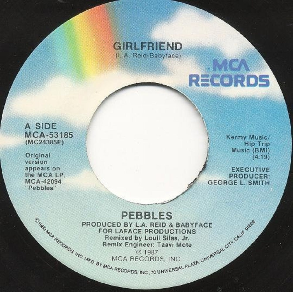 7" 45RPM Girlfriend/Instrumental by Pebbles from MCA Records