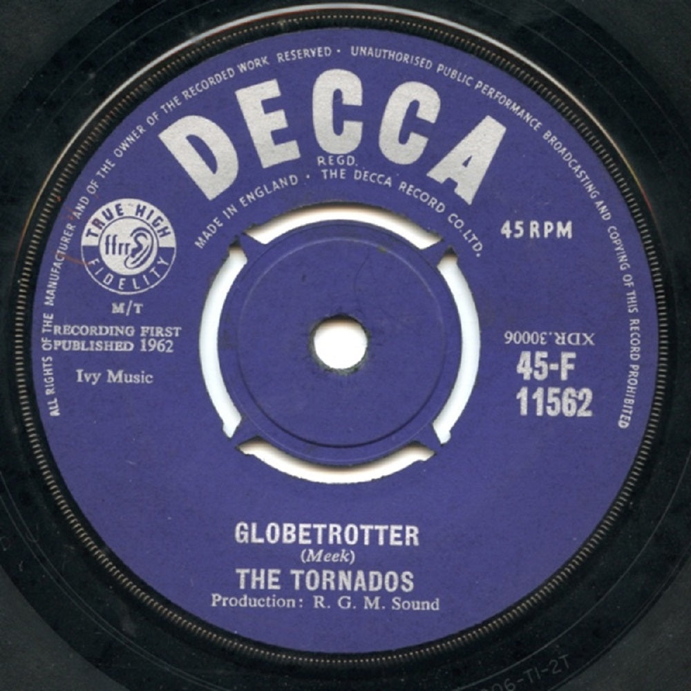 7" 45RPM Globetrotter/Locomotion With Me by The Tornados from Decca (45-F 11562)