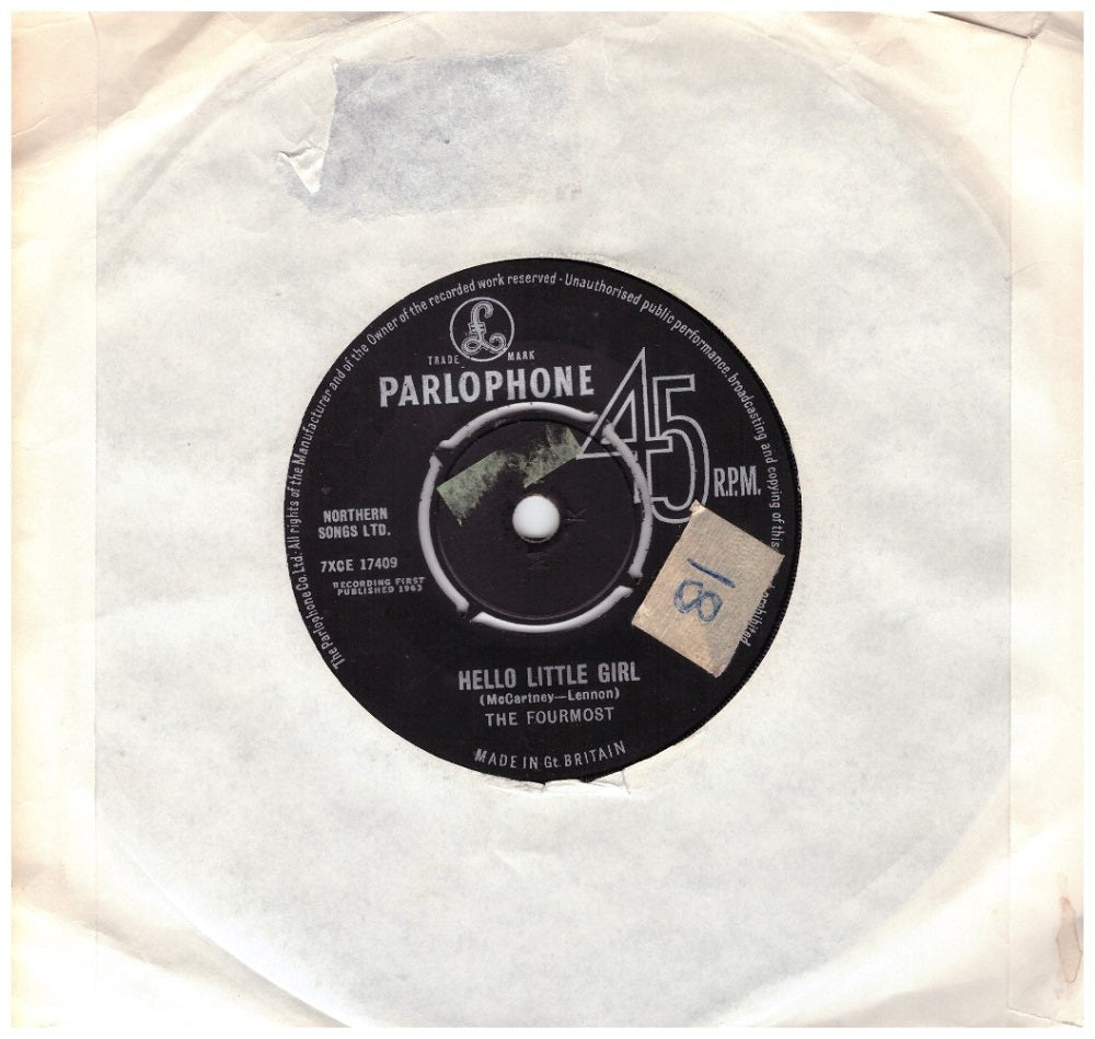 7" 45RPM Hello Little Girl/Just In Case by The Fourmost from Parlophone (R 5056)