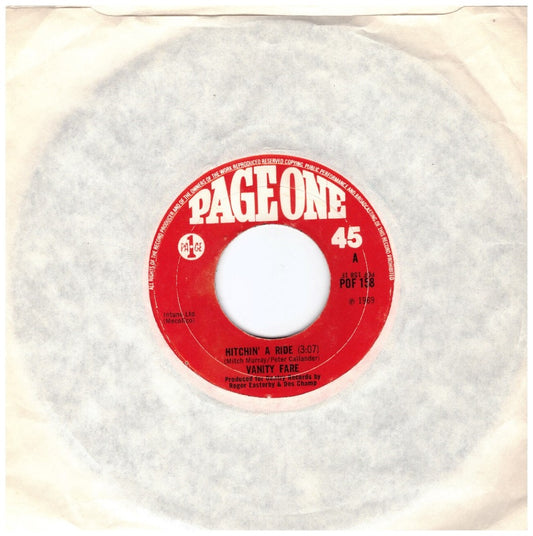 7" 45RPM Hitchin' A Ride/Man Child by Vanity Fare from Page One (POF 158)