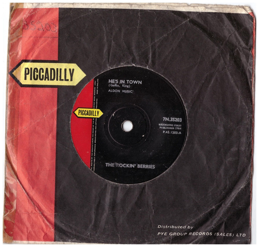 7" 45RPM He's In Town/Flashback by The Rockin' Berries from Piccadilly-1