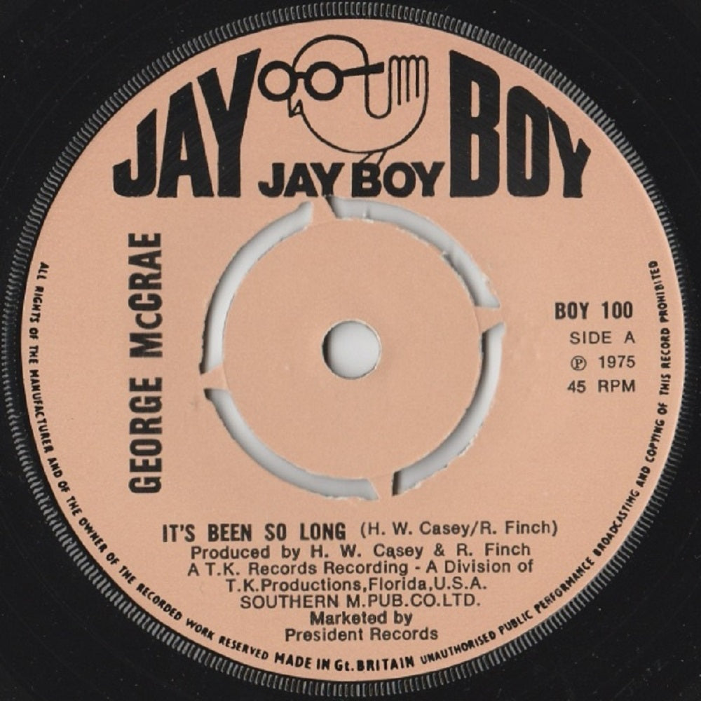 7" 45RPM It's Been So Long/You Got To Know by George McCrae from Jay Boy (BOY 100)