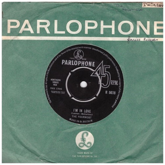 7" 45RPM I'm In Love/Respectable by The Fourmost from Parlophone (R 5078)