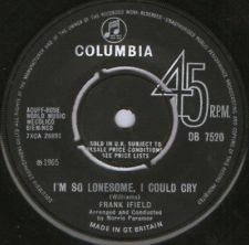 7" 45RPM I'm So Lonesome, I Could Cry/Lonesome Number One by Frank Ifield from Columbia