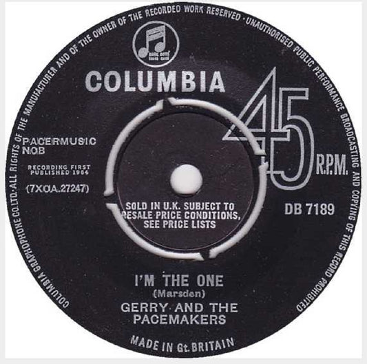 7" 45RPM I'm The One/You've Got What I Like by Gerry And The Pacemakers from Columbia (DB 7189)