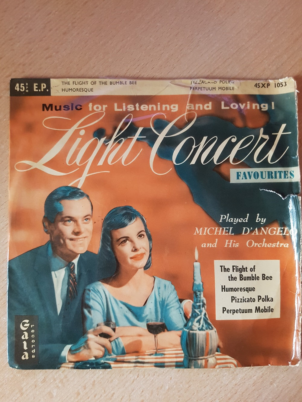 7" 45RPM Light Concert Favourites EP by Michel D'Angelo And His Orchestra from Gala Records (45XP 1053)