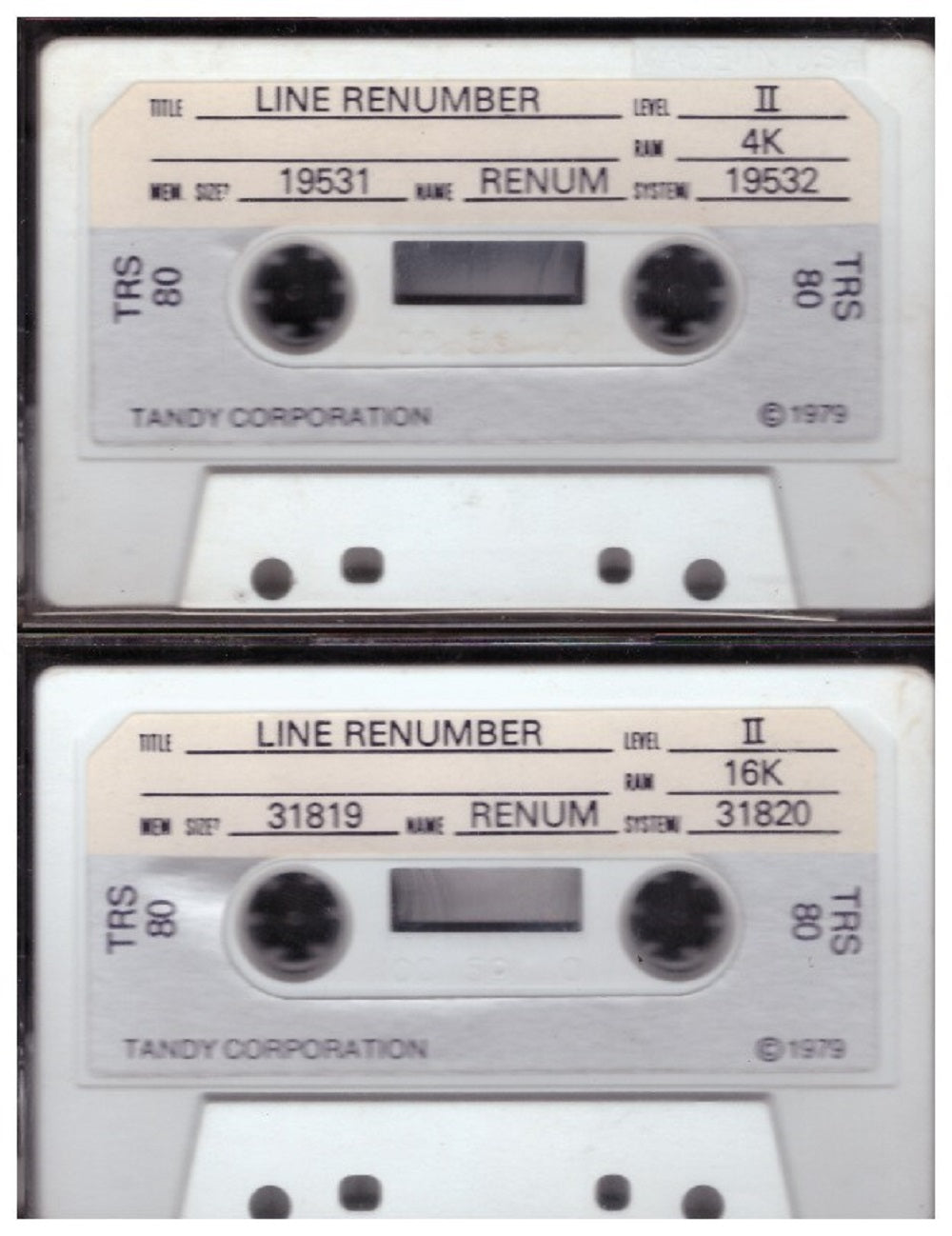 Line Renumber for Tandy TRS-80 from Tandy Corporation