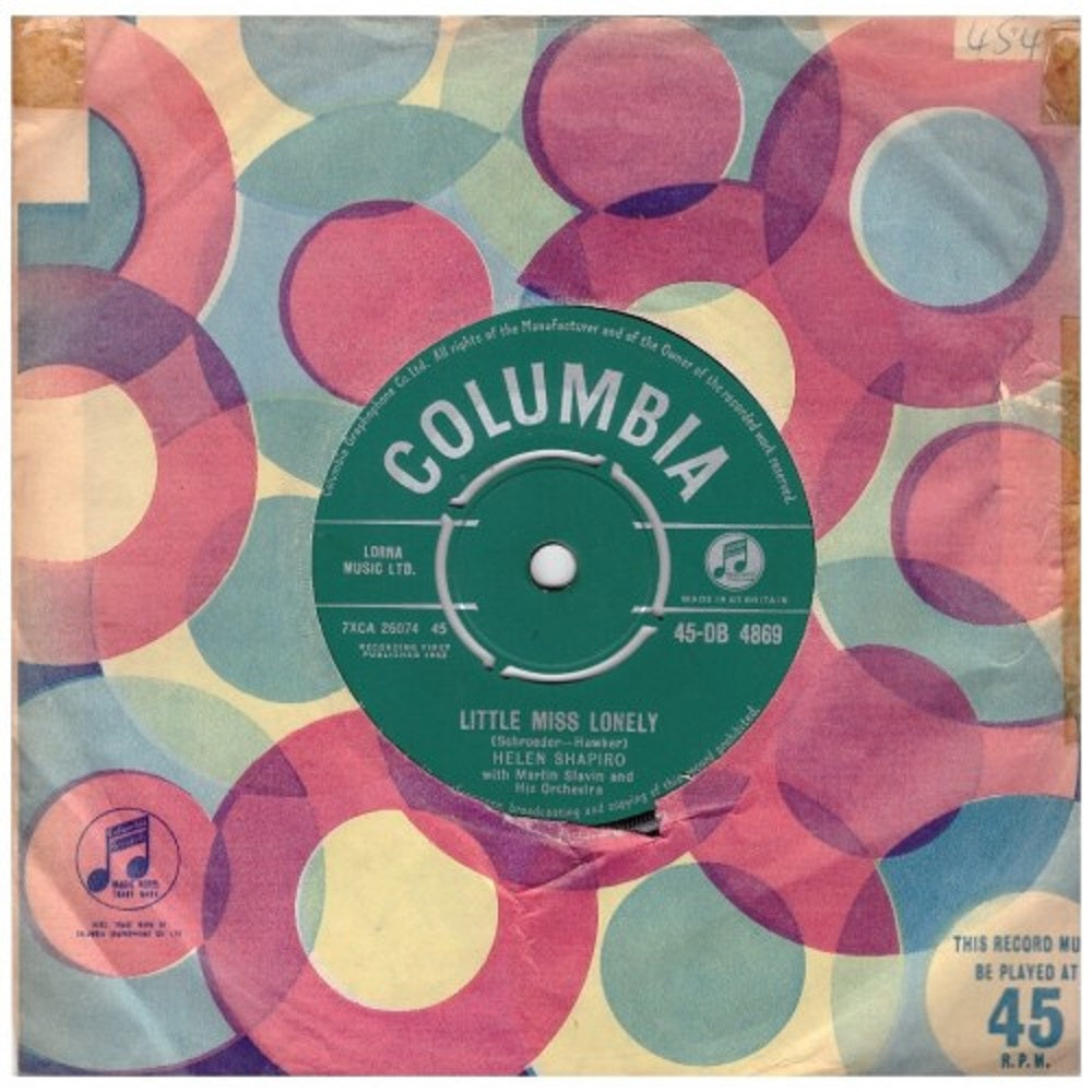 7" 45RPM Little Miss Lonely/I Don't Care by Helen Shapiro from Columbia (45-DB 4869)