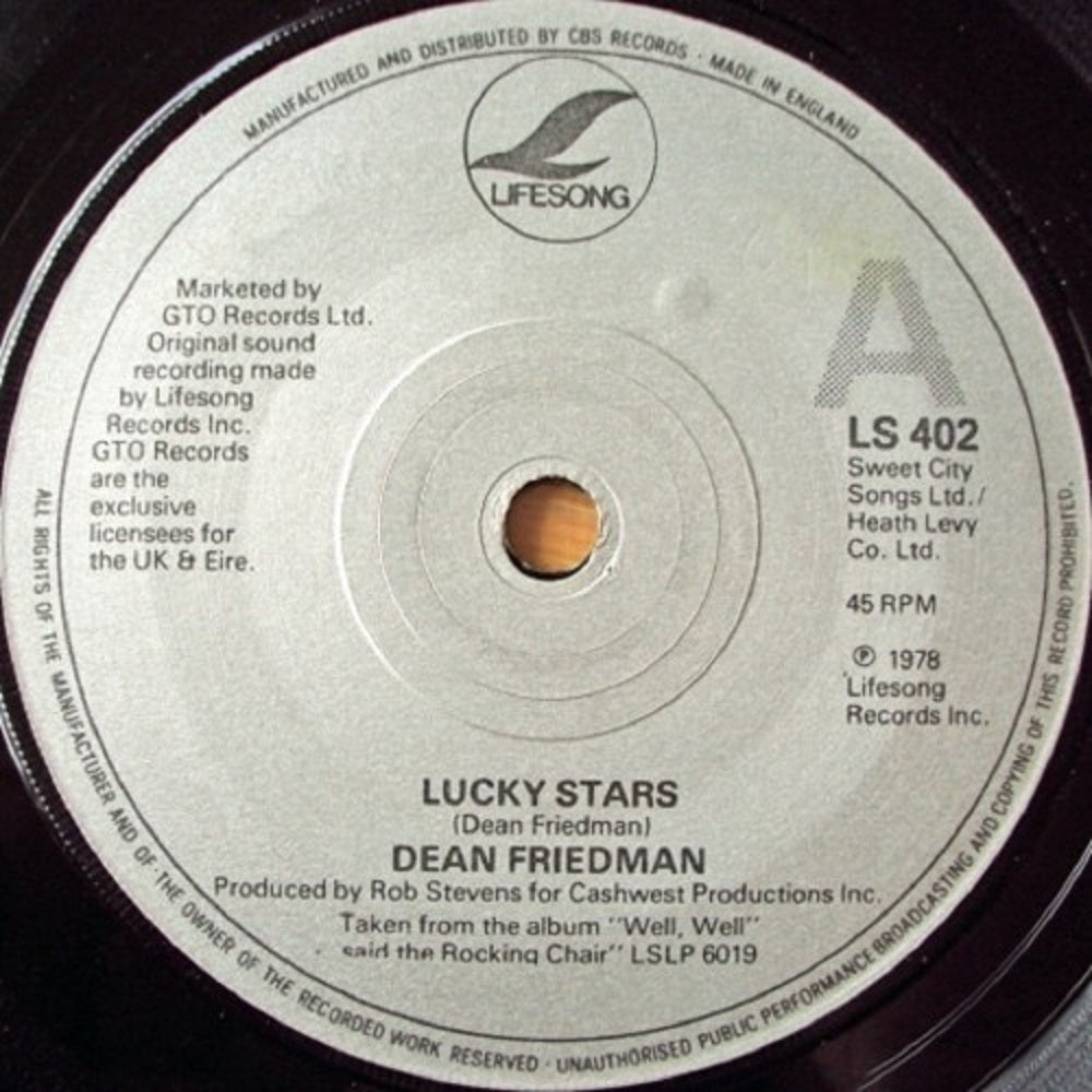 7" 45RPM Lucky Stars/Company by Dean Friedman from Lifesong Records (LS 402)