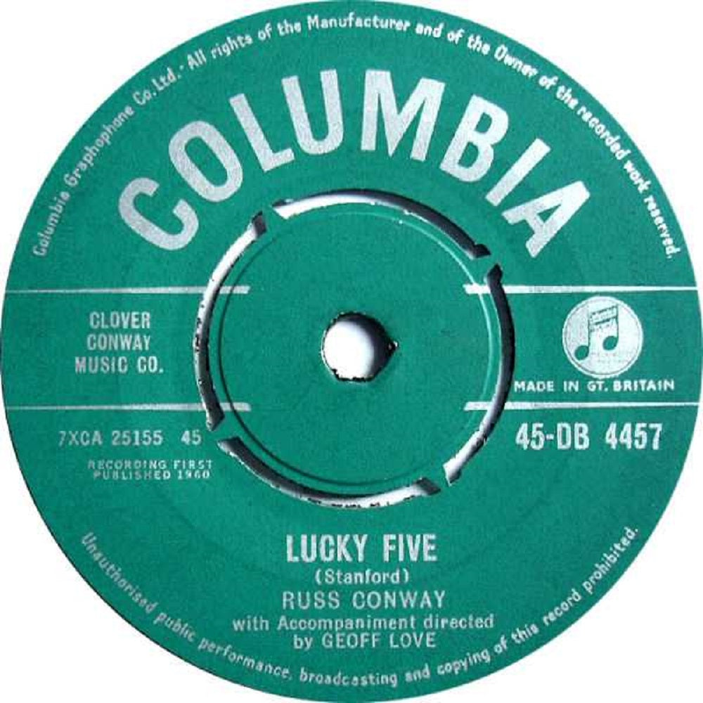 7" 45RPM Lucky Five/The Birthday Cakewalk by Russ Conway from Columbia (DB 4457)