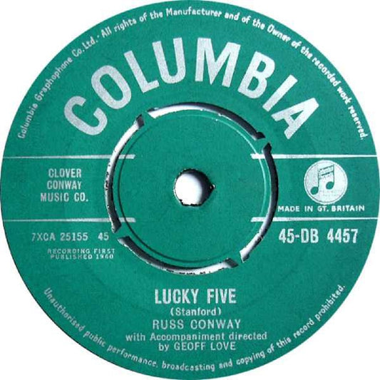 7" 45RPM Lucky Five/The Birthday Cakewalk by Russ Conway from Columbia (DB 4457)