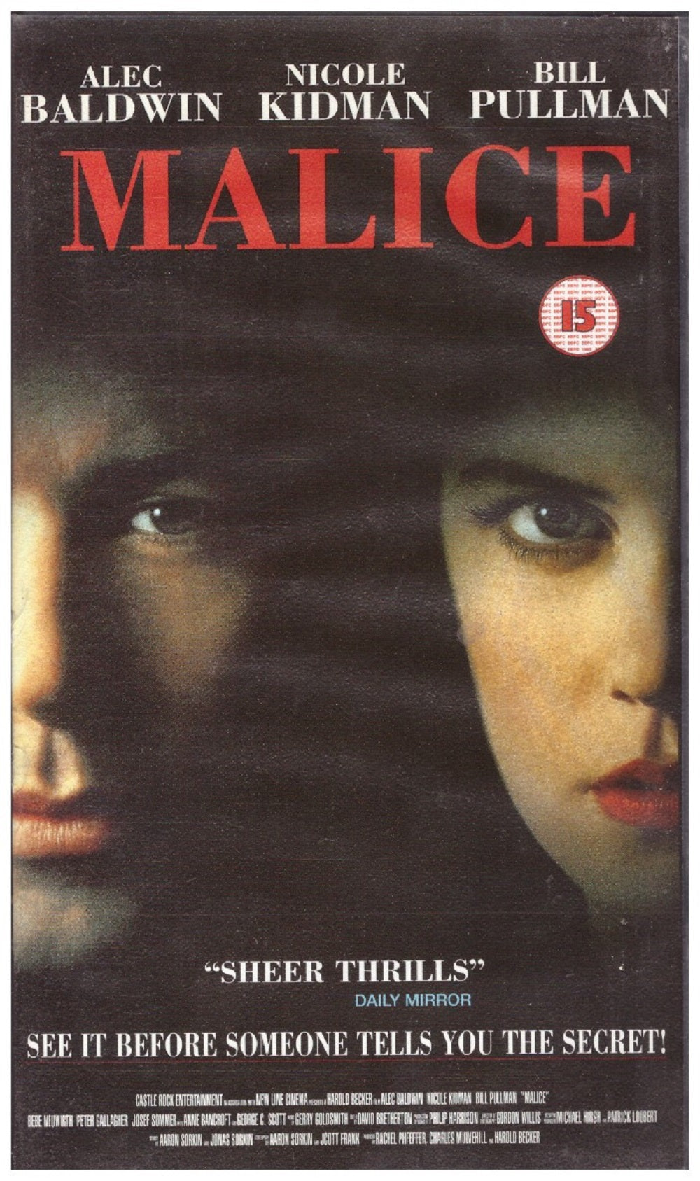 Malice VHS from 4 Front Video (637 5683)