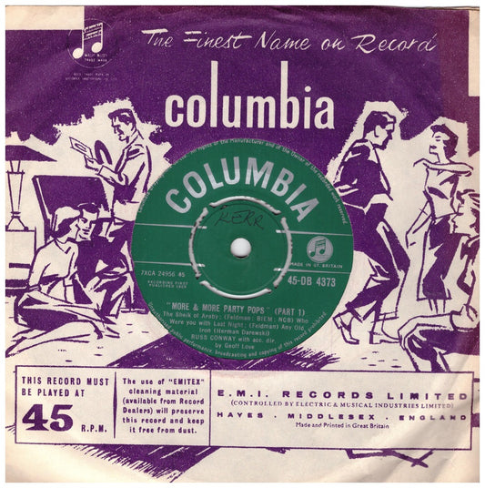 7" 45RPM More & More Party Pops (Part 1 & 2) by Russ Conway from Columbia (45-DB 4373)