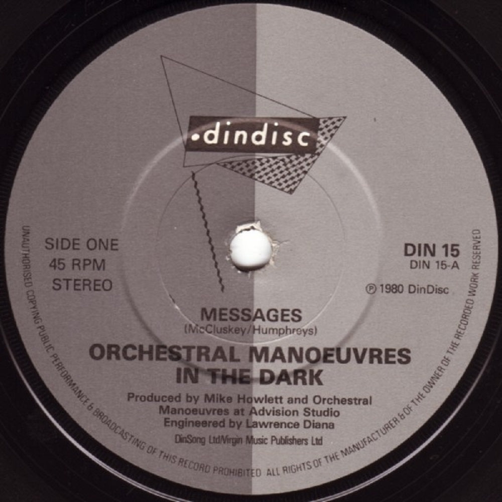 7" 45RPM Messages/Taking Sides Again by Orchestral Manoeuvres In The Dark from Dindisc