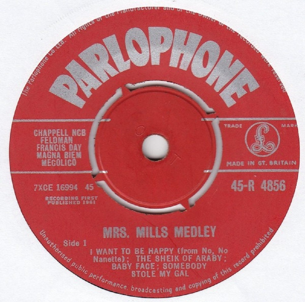 7" 45RPM Mrs. Mills Medley EP from Parlophone