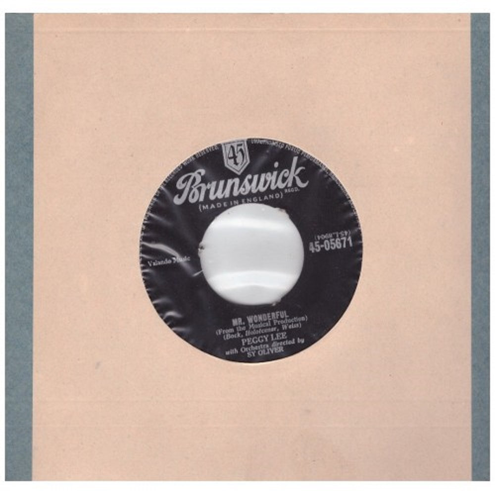 7" 45RPM Mr. Wonderful/The Gypsy With Fire In His Shoes by Peggy Lee from Brunswick (45-05671)