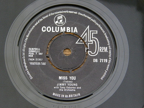 7" 45RPM Miss You/Take Care Of Yourself by Jimmy Young from Columbia