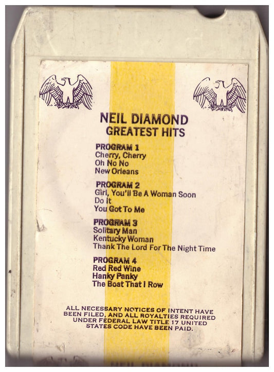 Neil Diamond Greatest Hits 8-Track from Bang Records