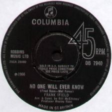 7" 45RPM No One Will Ever Know/I'm Saving All My Love (For You) by Frank Ifield from Columbia