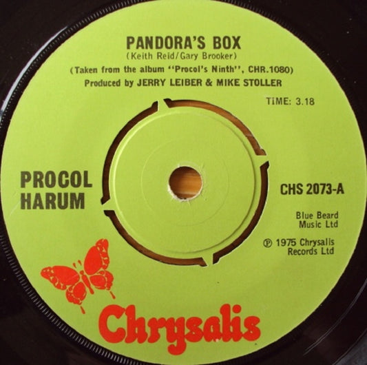 7" 45RPM Pandora's Box/The Pipers Tune by Procol Harum from Chrysalis (CHS 2073)