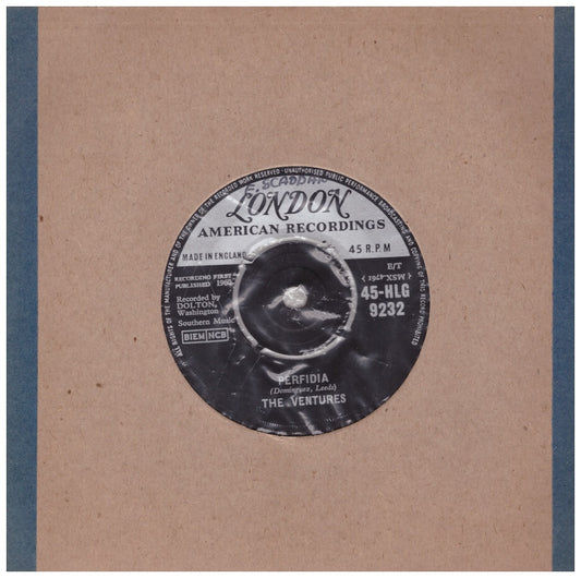 7" 45RPM Perfidia/No Trespassing by The Ventures from London American Recordings (45-HLG 9232)