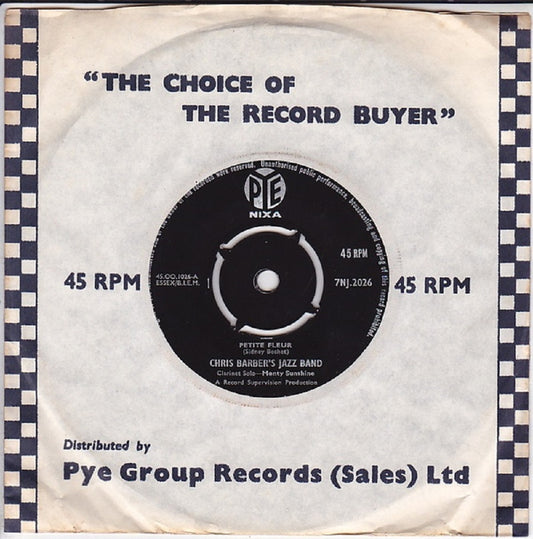 7" 45RPM Petite Fleur/Bugle Boy March by Chris Barber's Jazz Band from PYE Nixa (7NJ.2026)