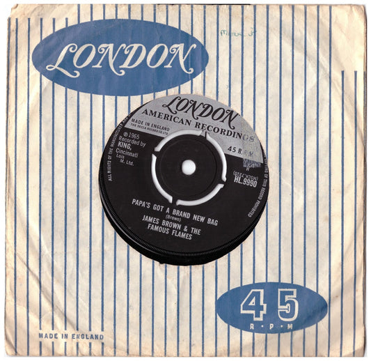 7" 45RPM Papa's Got A Brand New Bag/Continued by James Brown from London American Recordings